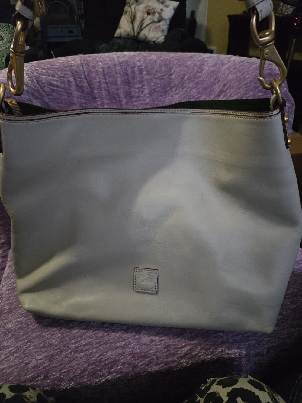 Dooney & Bourke Light Gray "ECRU" Florentine Leather Shoulder Tote.EUC.